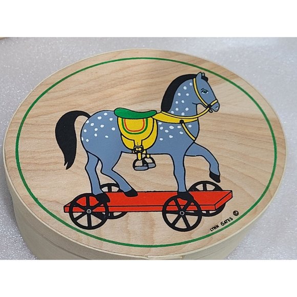 Lynn Gates Nesting Box Set of 3 Oval Painted Toys Doll Rocking Horse Jack in Box - Picture 7 of 8